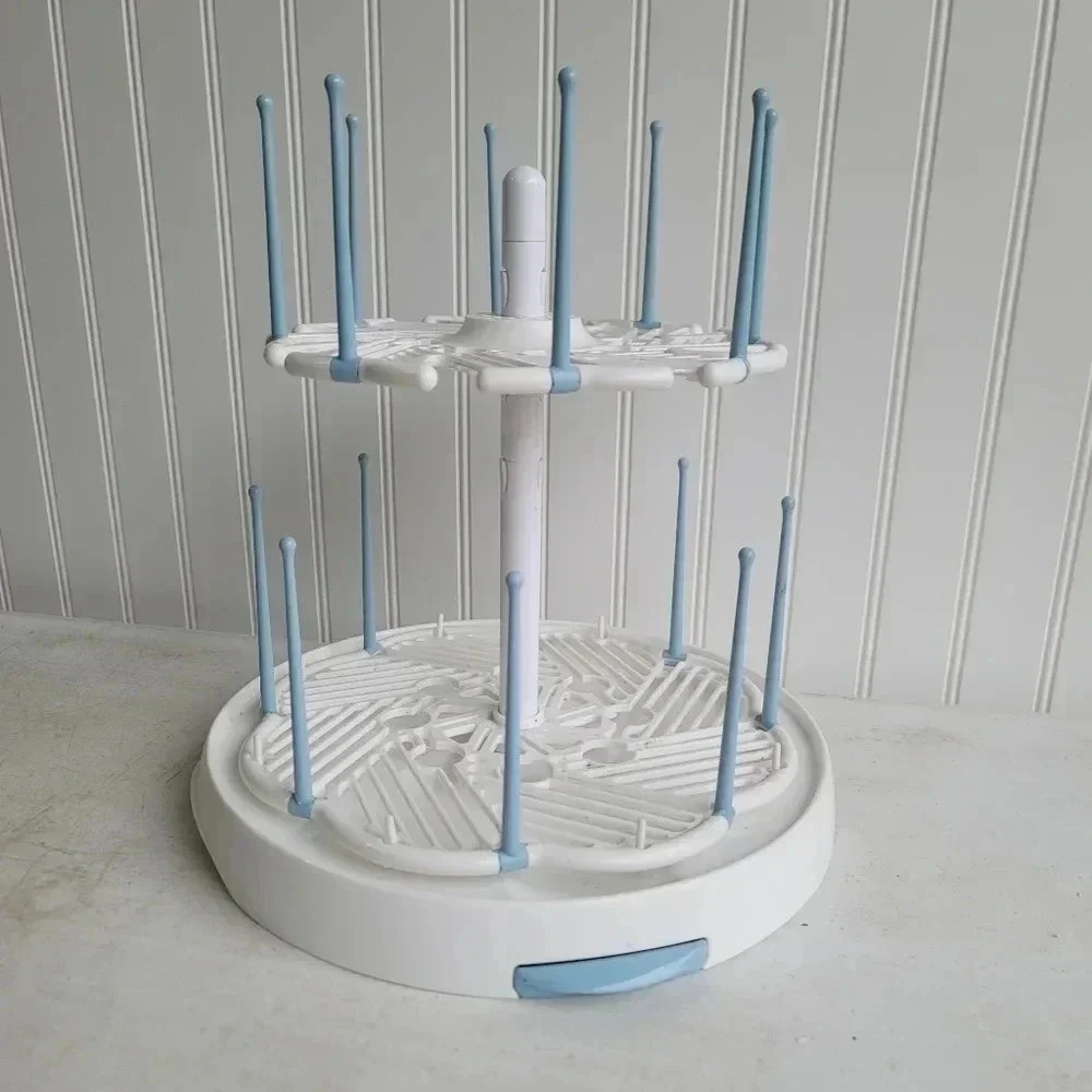 Munchkin High Capacity Baby Bottle Drying Rack White Blue 16 Bottles or Cups